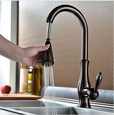 Brown Bronze Brass Antique Kitchen Pull Down Sink Faucet TA428B - Click Image to Close