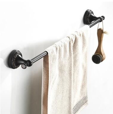 Antique Black Bronze Brass Decorative Pattern Cover Bathroom Single Towel Bar TAB052
