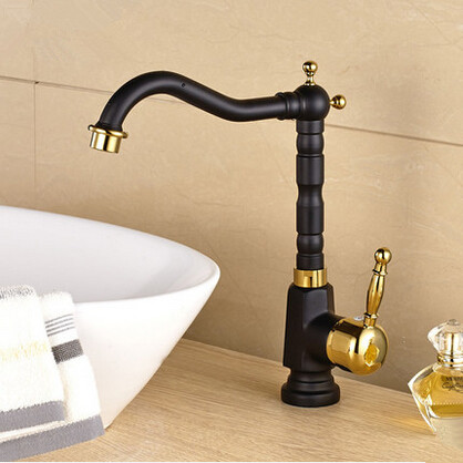 Antique Brass Black Bronze Bathroom Mixer Faucet Rotatable TB018S