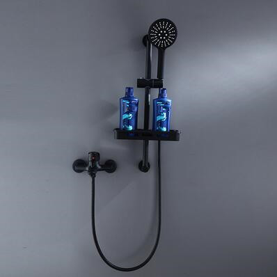 Antique Black Brass Bathroom Liftable Rainfall Shower Set with Small Shelf TB0269
