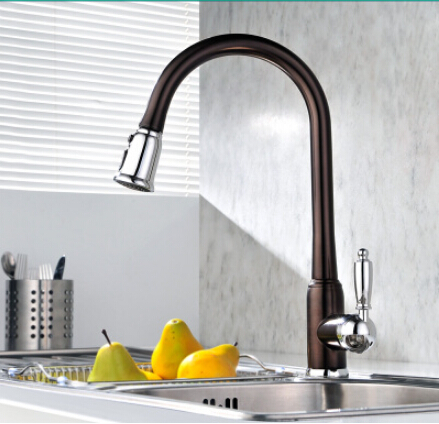 High Quality Brass Black Painted Pull Down Kitchen Sink Faucet TB3012