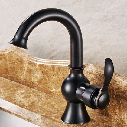 Antique Brass Black Bronze Single Handle Single Hole Bathroom Mixer Sink Faucet TB3054 - Click Image to Close