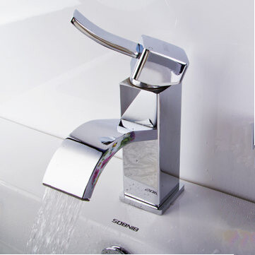 Brass Waterfall Mixed Single Handel Bathroom Sink Faucet TC009E - Click Image to Close