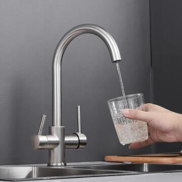 Nickel Brushed Brass Mixer Three Way Drinking Water Kitchen Sink Faucet TF0150N