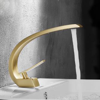 Basin Faucet Brass Nickel Brushed Golden Waterfall Mixer Art Designed Bathroom Sink Faucet TFG289
