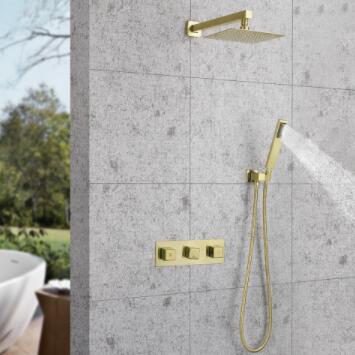 Brass Nickel Brushed Golden Concealed Installation Independent Switch Rainfall Shower Faucet Set TFG798