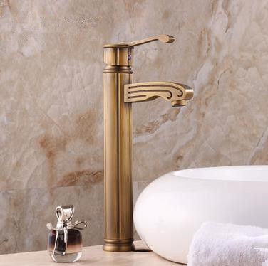 Antique Brass Finish Single Handle Centerset Wood-like Bathroom Sink Faucet Tall TP0486H