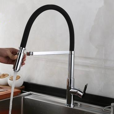 Black Brass Pumping Hot And Cold Kitchen Sink Faucet TP0530 - Click Image to Close