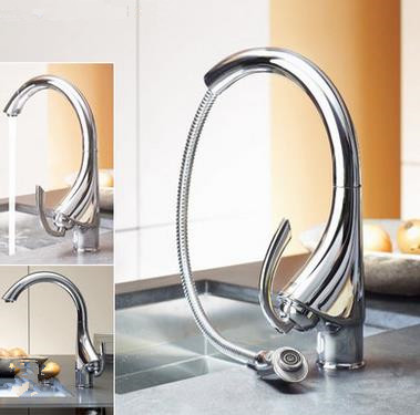 Best Quality Brass Chrome Painted Rotatable Kitchen Pull Down Sink Faucet TP2499