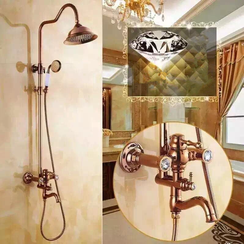 New Luxurious Brass Rose Golden Printed Rainfall Shower Faucet TS1585R