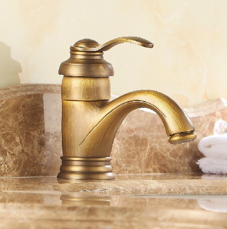 Antique Inspired Brass Bathroom Sink Faucet - Polished Brass Finish T0405A