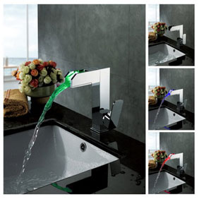 Contemporary Color Changing LED Bathroom Sink Faucet - T8005-3