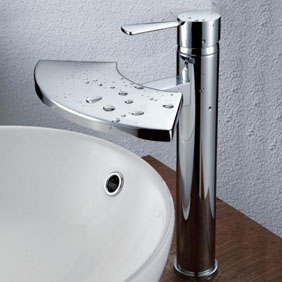 Contemporary Brass Bathroom Sink Faucet - Chrome Finish T6007