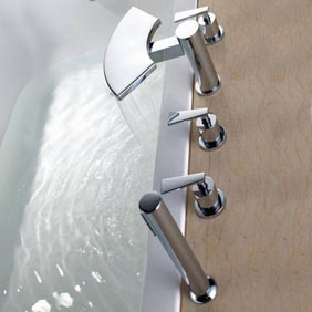 Contemporary Brass Tub Faucet with Hand Shower T6019