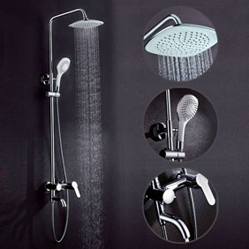 Contemporary 8 inch Shower Head + Hand Shower Shower Faucet - TSC004 - Click Image to Close