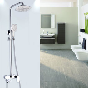 Contemporary Shower Faucet with 8 inch Shower Head + Hand Shower - TSC010 - Click Image to Close