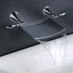 Contemporary Waterfall Bathroom Sink Faucet (Wall Mount) T7012A - Click Image to Close