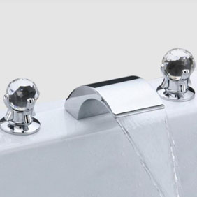 Contemporary Widespread Bathroom Sink Faucet Crystal Handles T6013