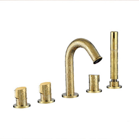 Antique Brass Luxury Widespread Tub Faucet with Hand Shower T0437