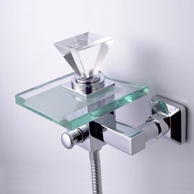 Contemporary Single Handle Wall-mount Waterfall Glass Bathtub Faucet - T0819W