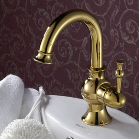 Ti-PVD Finish Solid Brass Bathroom Sink Faucet T0430G - Click Image to Close