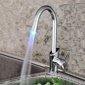 Contemporary Water Power LED Kitchen Sink Faucet - T1771F - Click Image to Close