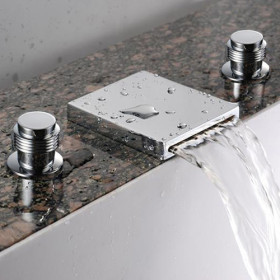 Waterfall Bathroom Sink Faucet (Widespread) - Chrome Finish T7004