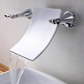 Waterfall Widespread Contemporary Bathtub Faucet (Chrome Finish) T7006 - Click Image to Close