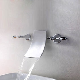 Waterfall Widespread Contemporary Bathtub Faucet (Chrome Finish) T7009 - Click Image to Close