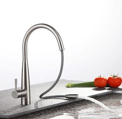 Contemporary Single Handle Brass Mixed Pull-out Kitchen Faucet TN0823 - Click Image to Close