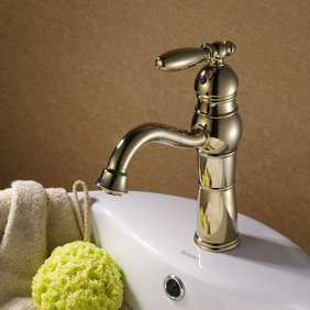 Classic Ti-PVD Finish Solid Brass Bathroom Sink Faucet T0419G - Click Image to Close