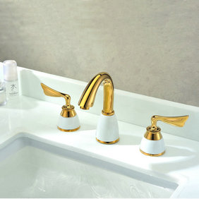 Classic Antique Brass Widespread Bathroom Sink Faucet T0452G - Click Image to Close