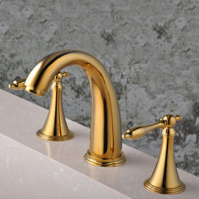 Ti-PVD Widespread Two Handles Bathroom Sink Faucet T0453G - Click Image to Close