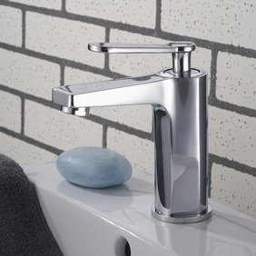 Chrome Finish Solid Brass Contemporary Centerset Bathroom Sink Faucet T0521 - Click Image to Close