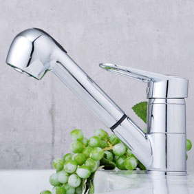 Solid Brass Pull Out Kitchen Faucet Chrome Finish T0544 - Click Image to Close