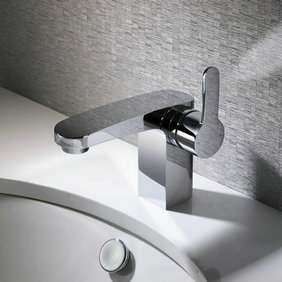 Contemporary Solid Brass Single Handle Bathroom Sink Faucet Chrome Finish T0558 - Click Image to Close
