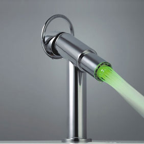Contemporary Single Handle Chrome Centerset LED Bathroom Sink Faucet - T0618F