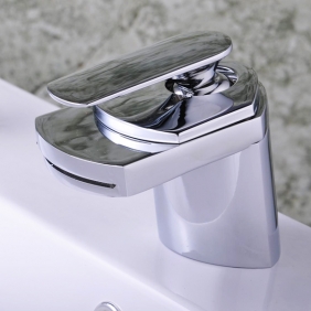 Single Handle Chrome Centerset Waterfall Bathroom Sink Faucet (T0701) - Click Image to Close
