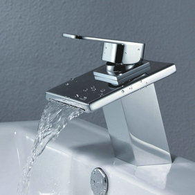 Contemporary Waterfall Bathroom Sink Faucet T0815BR - Click Image to Close