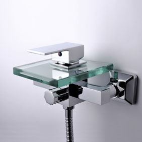 Waterfall Tub Faucet with Glass Spout Wall Mount T0815W