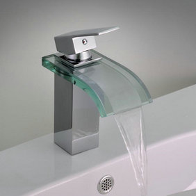 Single Handle Chrome Waterfall Bathroom Sink Faucet T0822 - Click Image to Close