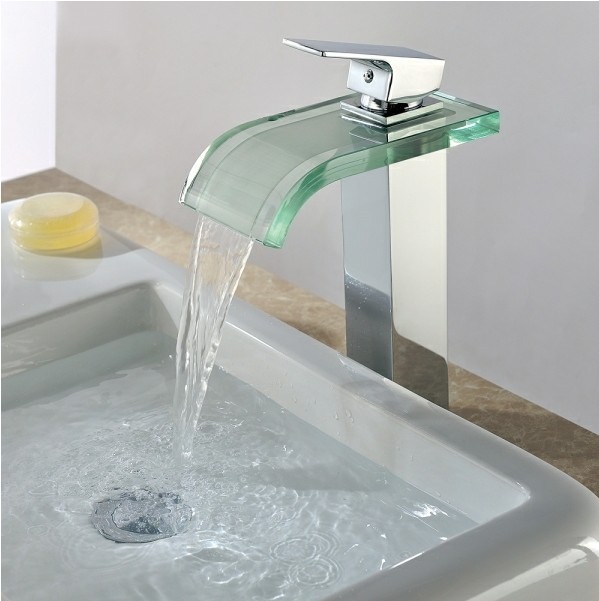 Single Handle Chrome Waterfall Bathroom Sink Faucet T0822H - Click Image to Close