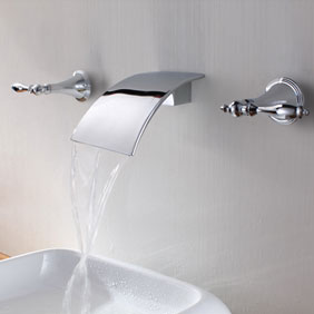 Brass Waterfall Bathroom Sink Faucet (Wall Mount) T7010