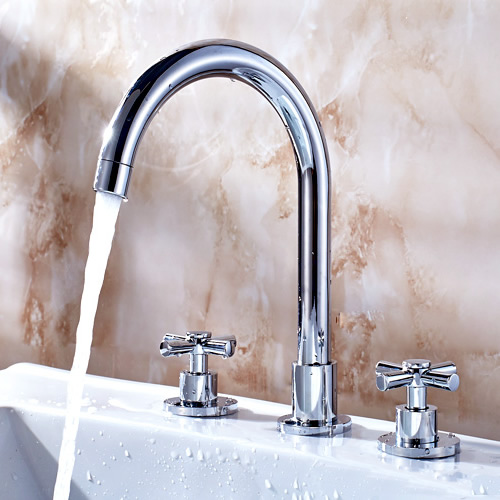 Classic Brass Bathroom Sink Faucet Widespread T0772 - Click Image to Close