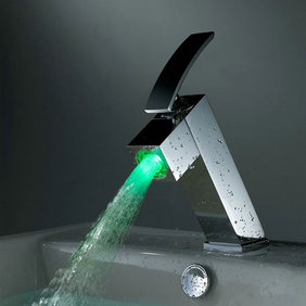 Contemporary Color Changing LED Bathroom Sink Faucet - T8006 - Click Image to Close