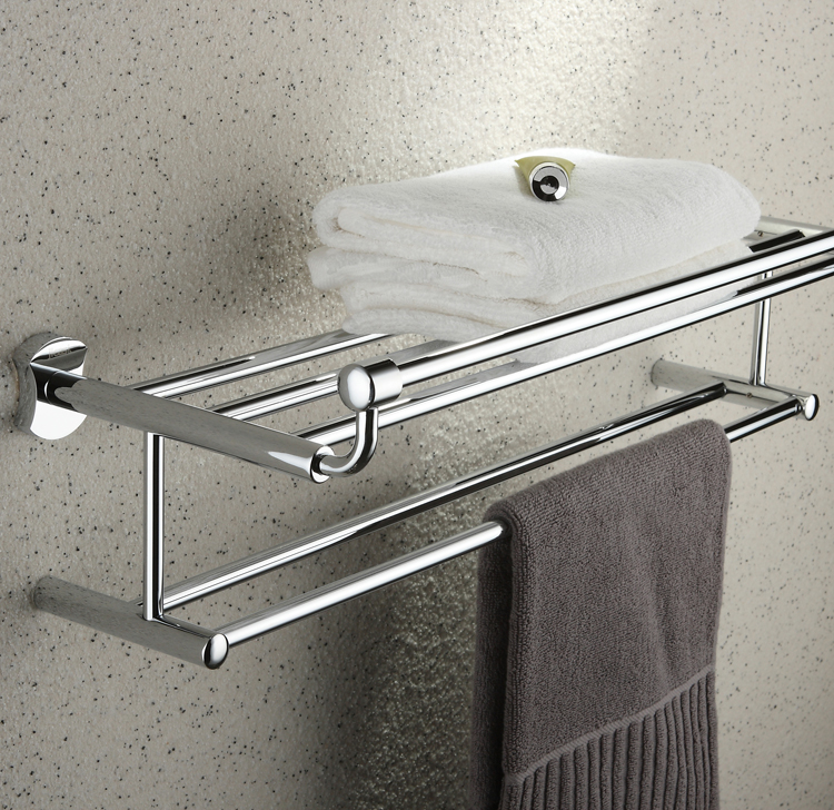 Chrome Finish Bathroom Rack With Towel Bar TCB2004 - Click Image to Close