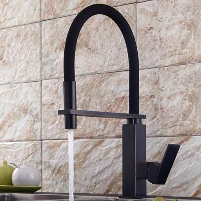 Brass New Designed Black Bronze Rotatable SPRING Mixer Kitchen Faucet F0165B