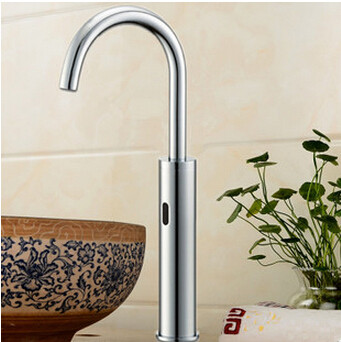 Automatic Brass Bathroom Sink Tap Free Hands Faucet High Version F0260 - Click Image to Close