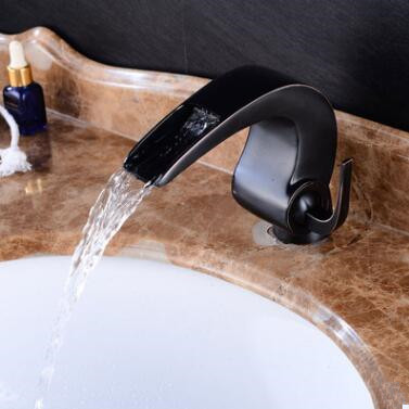 Antique Basin Faucet Black Bronze Brass Waterfall Bathroom Sink Faucet FA0195B