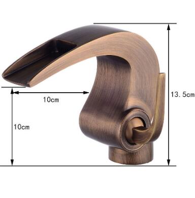 Antique Basin Faucet Brass Waterfall Art Designed Bathroom Sink Faucet FA0195